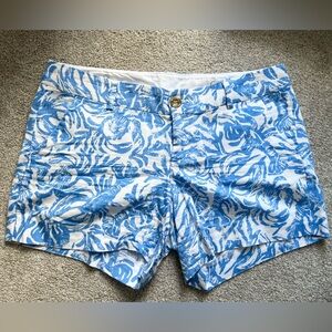 Lilly Pulitzer Blue and White Women Shorts Size 6 The Callahan 5 inch inseam